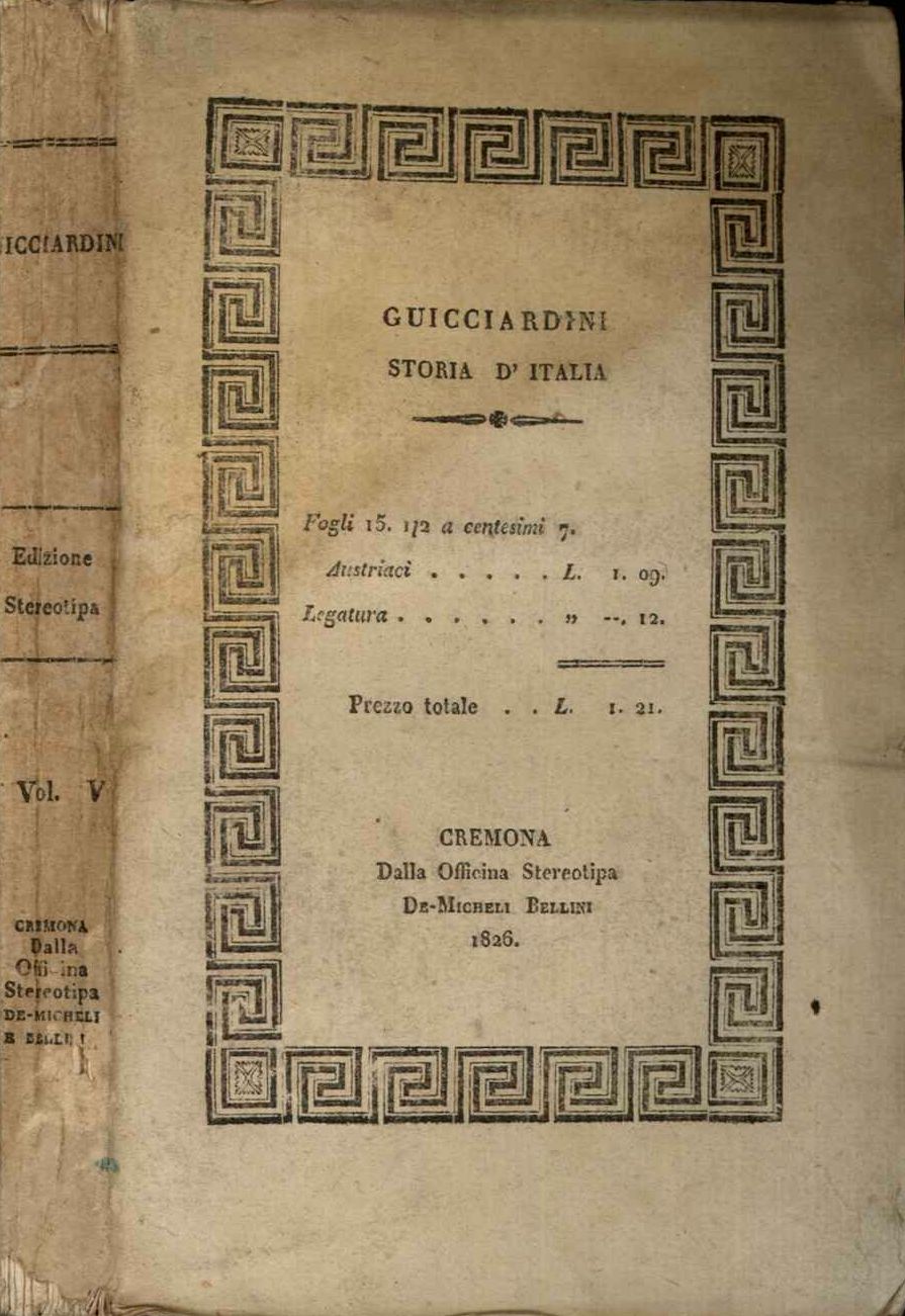 Storia d'italia Vol. V°