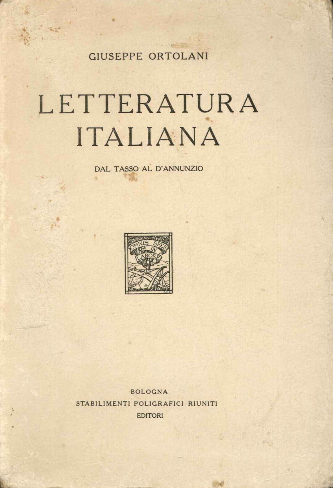 letteratura italiana dal Tasso al D'Annunzio