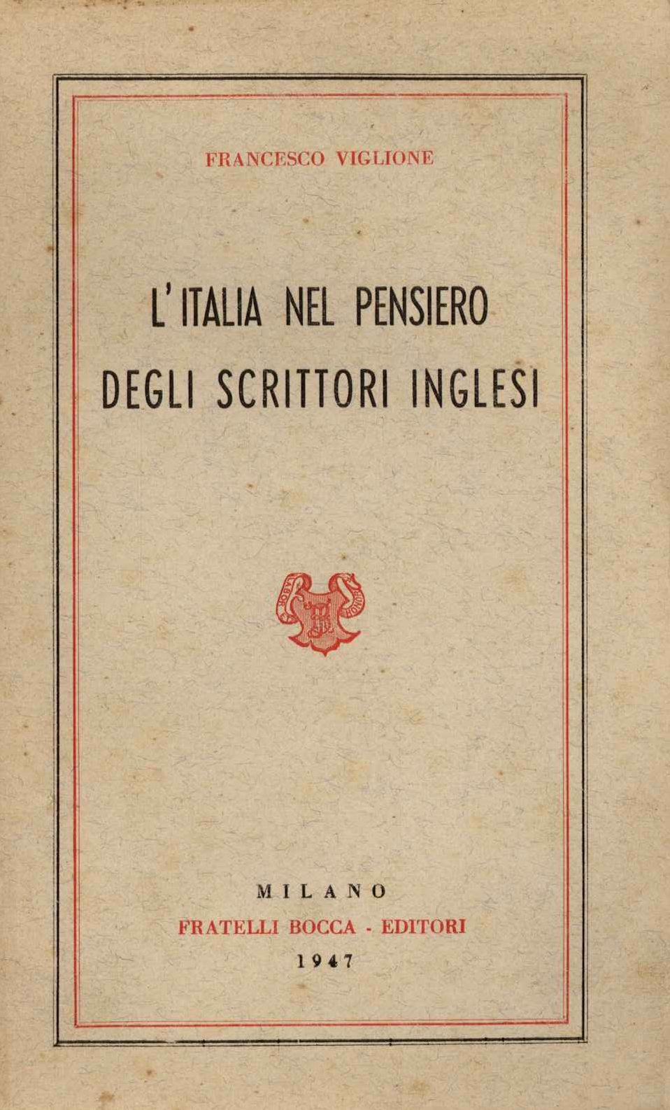 L'Italia nel pensiero degli scrittori inglesi