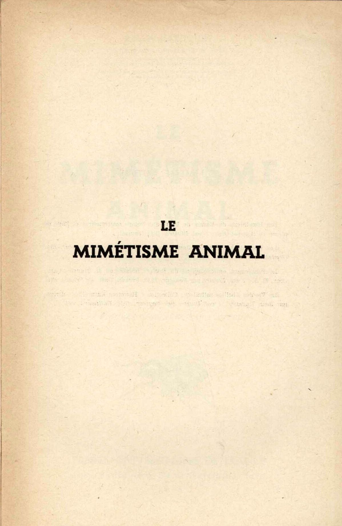 Le mimetisme animal