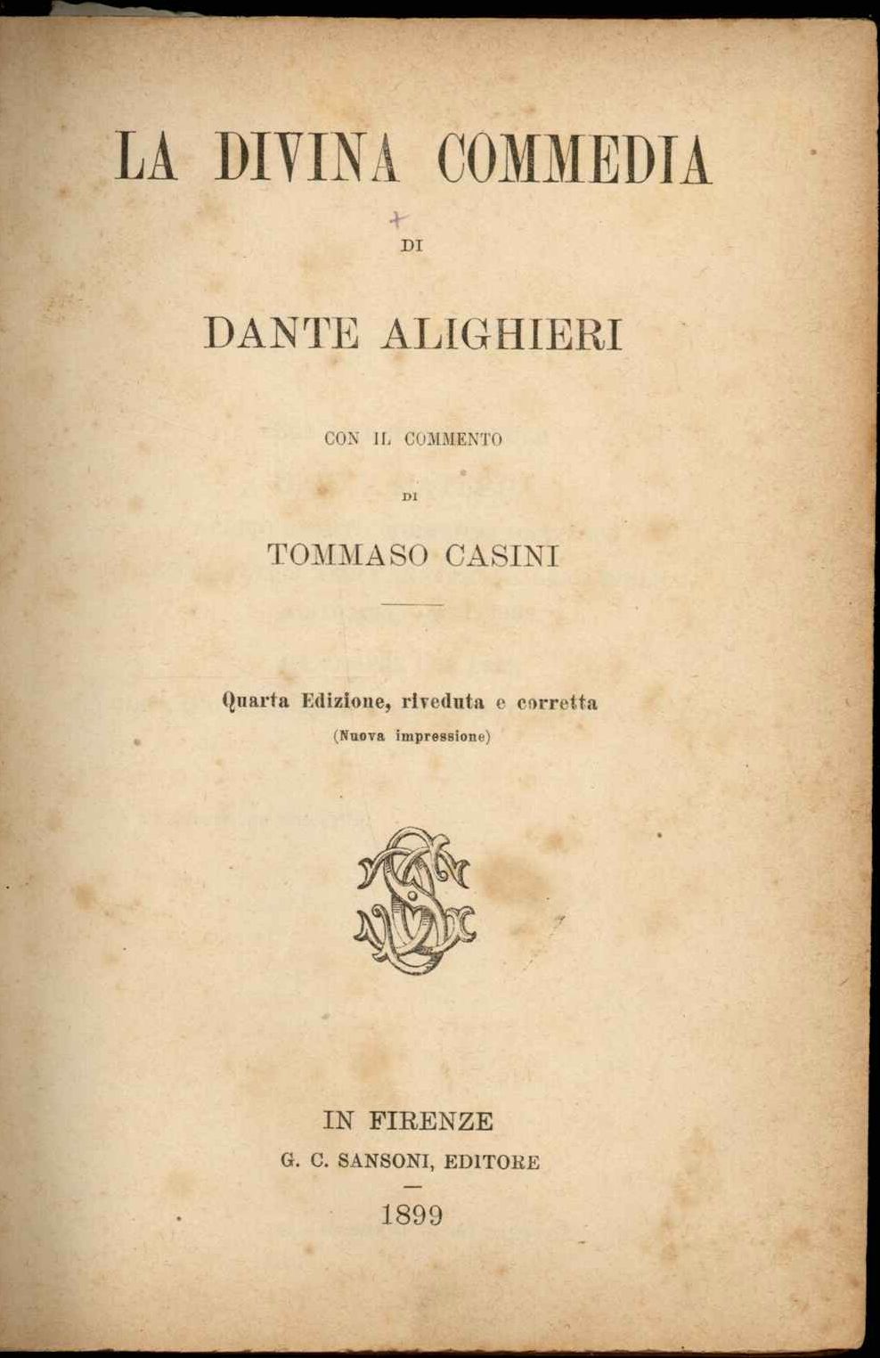 La Divina Commedia con il commento di Tommaso Casini