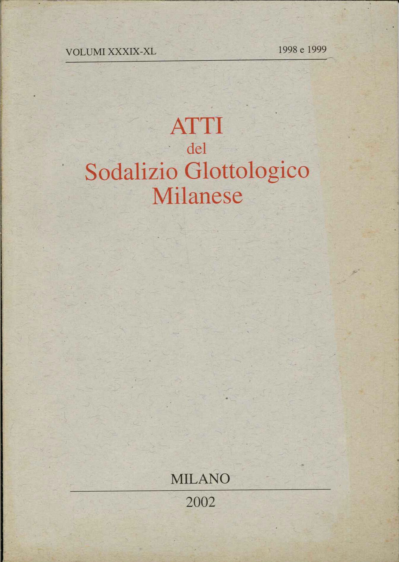 Atti del sodalizio glottologico milanese 2002