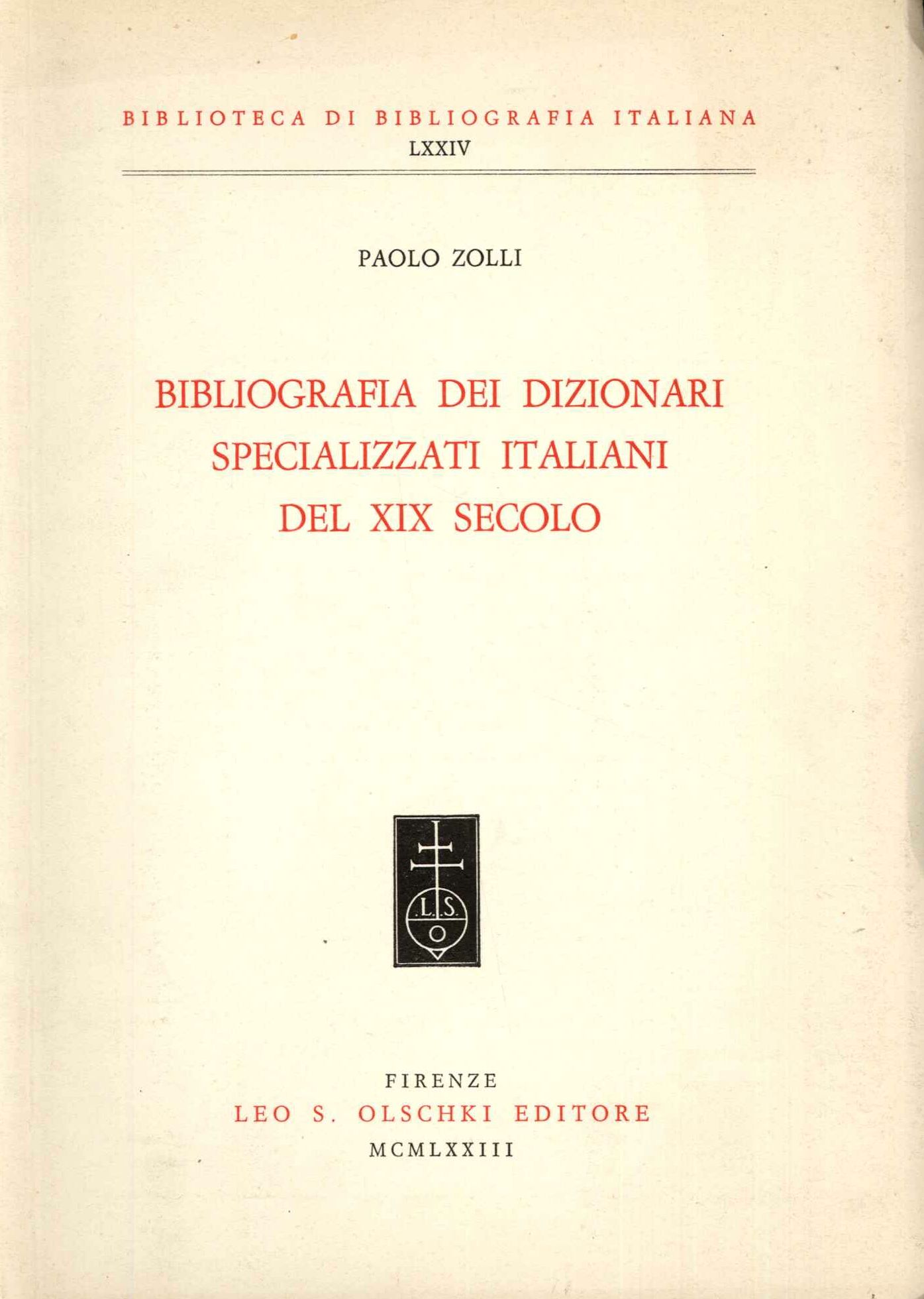Bibliografia dei dizionari specializzati italiani del XIX secolo