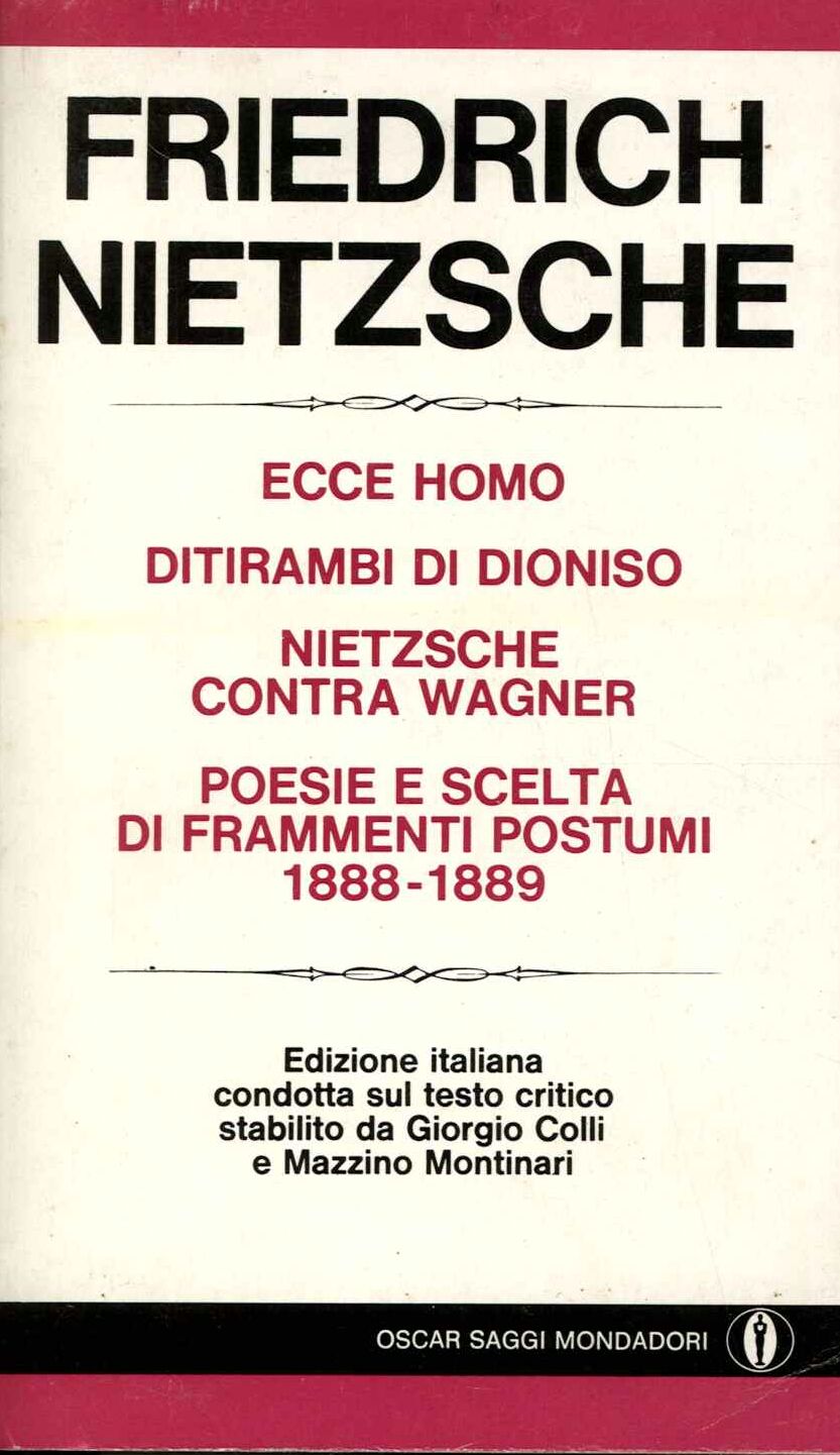Ecce homo, Ditirambi di Dioniso, Nietzsche contra Wagner, poesie