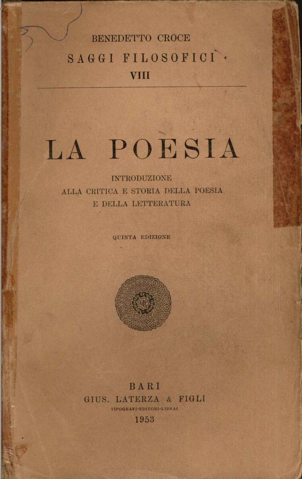 La poesia. Introduzione alla critica e storia della poesia e della letteratura. Quinta edizione